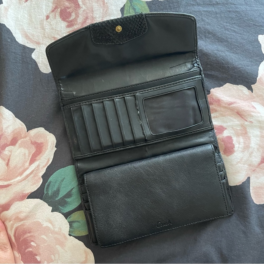 Black Coach Wallet with Gold Detail - Picture 3 of 5